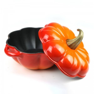 New cast iron enamel pot with pumpkin shape