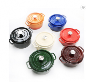 High Quality Double Ears Cast Iron Casserole Cooking Pot With Colorful Enamel Coating