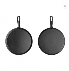 High Quality Custom Metal Cast Iron Skillet Frying Pans Round Simple Eggs Flat Pan