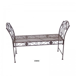 Electric Bass Metal 2-Seat Backless Bench Rustic Brown Color for Outdoor Garden Patio