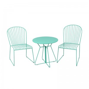 3-Piece Modern Table and Chair Bistro Set with solid tabletop for Garden courtyard and Balcony