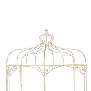 Rustic Iron Corner Gazebo with Crown Top for Outdoor Living and Plant Climbing