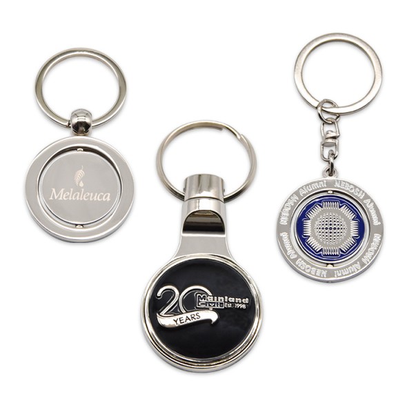 Keychain Manifaktirè Custom New Product Design Metal Spinner Keyring