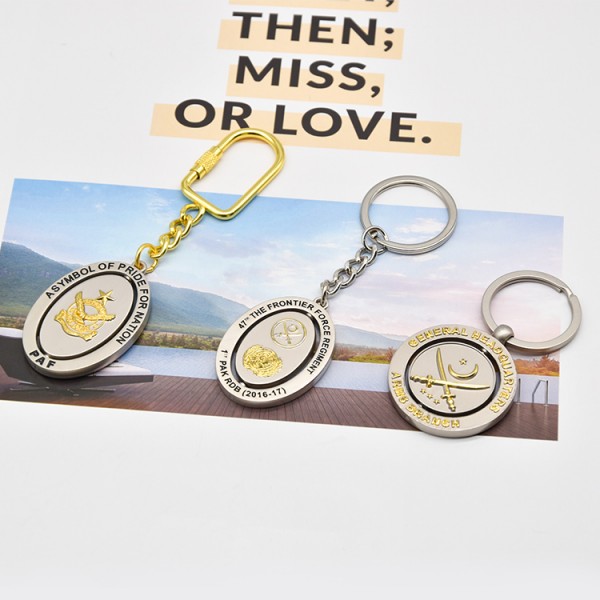 Pa gen Lòd Minimòm Wholesale Custom Metal Souvenir Spinner Keychain