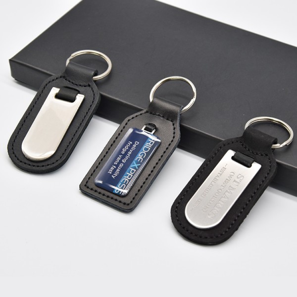 Dèanadair Custom Metal Leather Pu Suaicheantas Promotional Blank Keychain