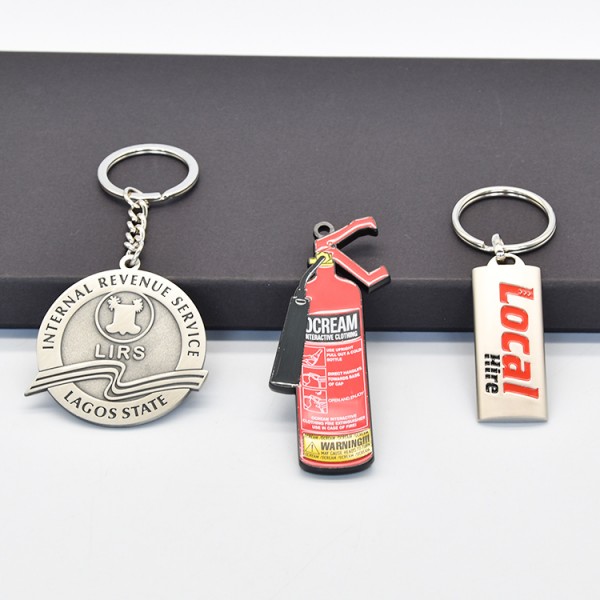 Custom Fire Extinguisher Black Metal Printed Metal Key Ring Keychain