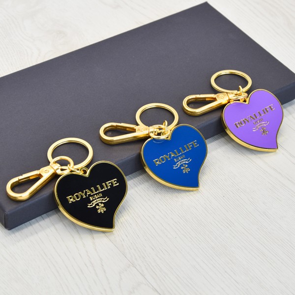 Wholesale Custom Hard Enamel Logo Heart Shape Cute Keychain Keyrings