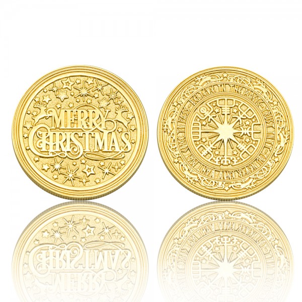 Wholesale Custom Cheap Production Gold Metal Souvenir Coin Foar Christmas
