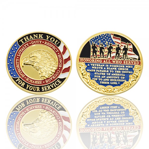 Niestandardowa moneta 3D ze stopu cynku, emalii amerykańskiej marynarki wojennej i złota