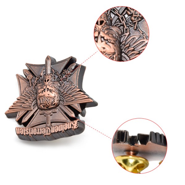 Spilla da bavero 3D smaltata con design a medaglia da uomo con badge China Maker Custom No MOQ