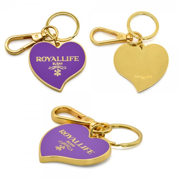 Grosir Custom Hard Enamel Logo Heart Bentuk Cute Keychain Keyrings
