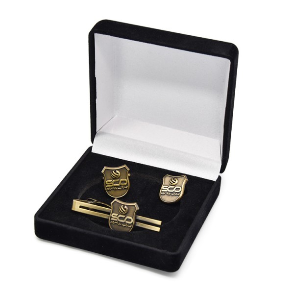 Antique Brass Manchetknopen en Lapel Pin Gift Set