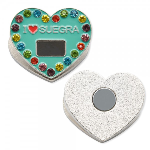 Formato de coração magnético de geladeira personalizado com pedras coloridas