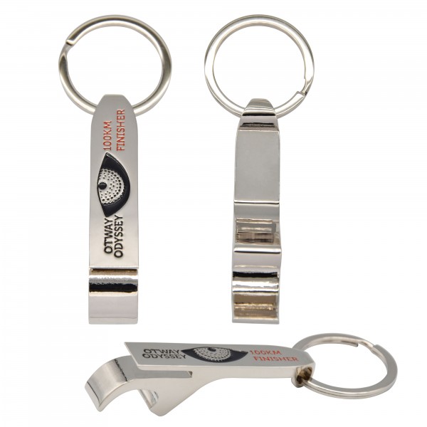 Oanpaste flesseapner Keychain Metal Plated Silver Openers