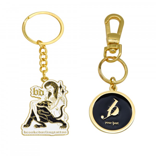 Porte-clés imitation métal doré avec logo personnalisé