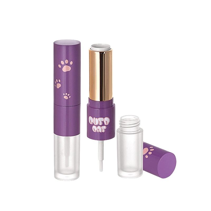 Matinės violetinės spalvos dvipusis mielas animacinis lūpų blizgis lūpų dažai 2 in 1