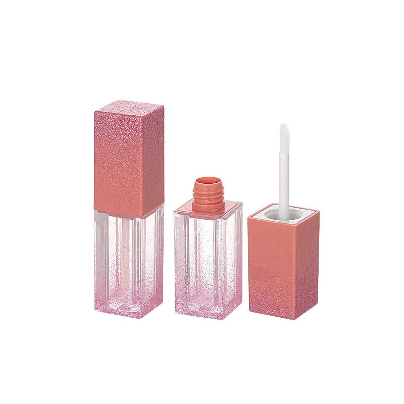 Jedinstvena svjetlucava ružičasta pravokutna tuba sjajila za usne, lijepo kozmetičko pakiranje