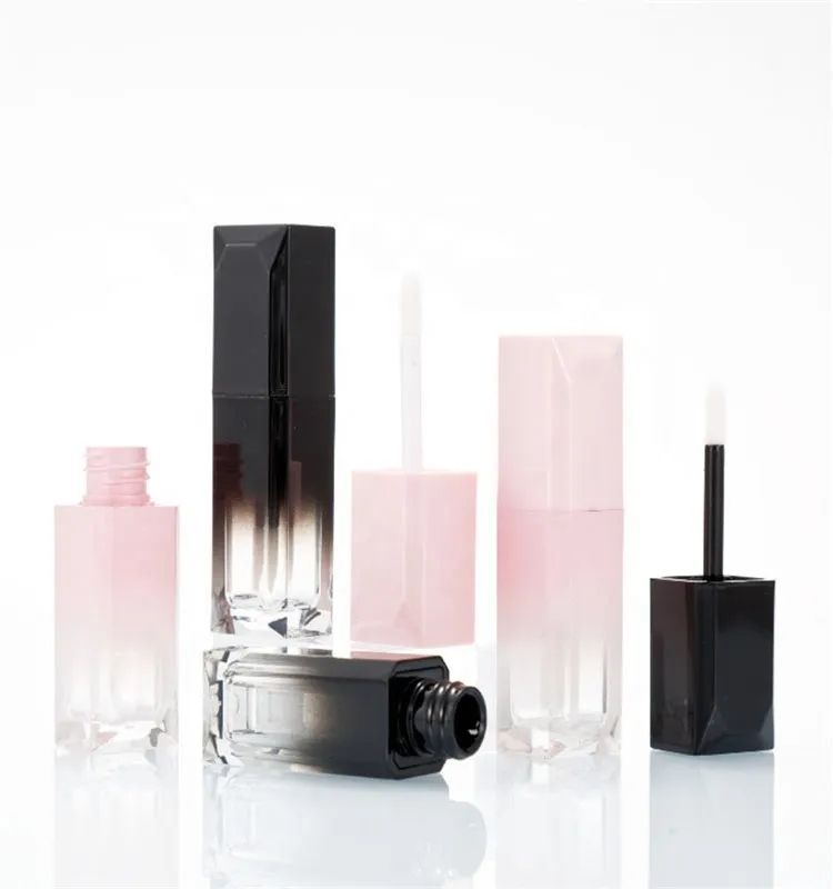 Tubi di Gloss Quadrati Rosa Gradient Packaging di Gloss di Labbra Personalizatu