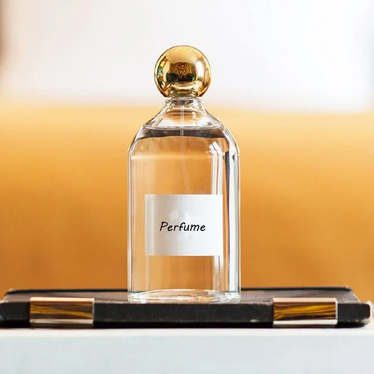 50 ml/100 ml okrugla prazna luksuzna staklena bočica parfema sa zlatnim čepom