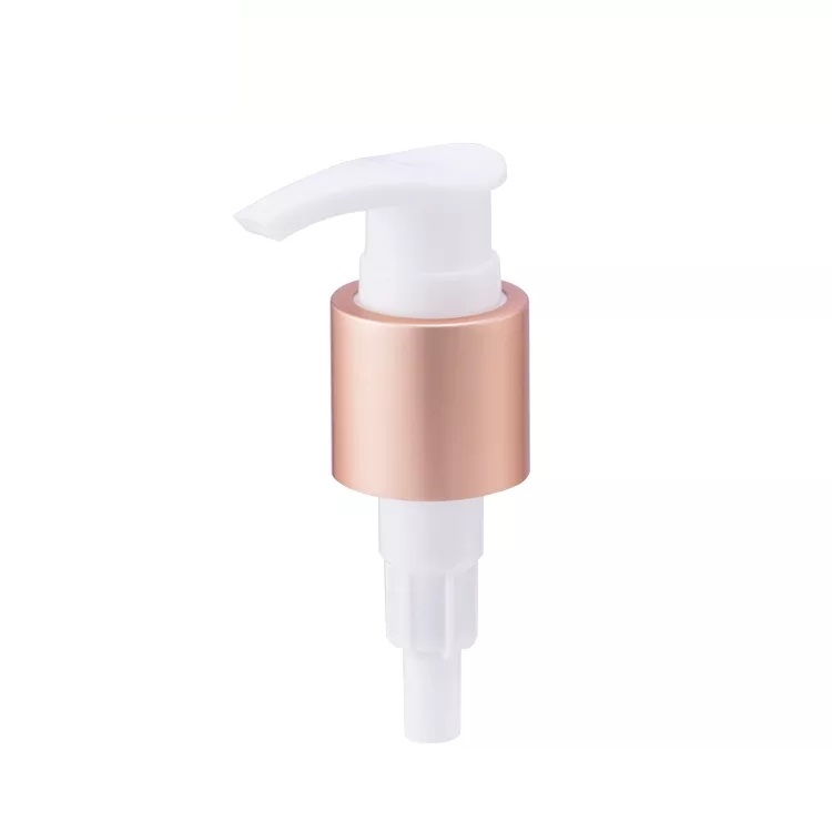 24 410 Penutupan Non Tumpahan Lotion Pump dengan Emas Aluminium Collar untuk Wadah Botol Logam Pompa Sabun Cair Dispenser Kosmetik