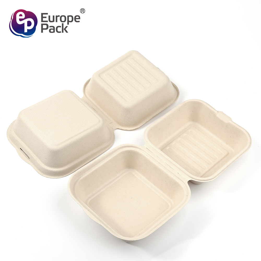 ຄຸນະພາບສູງ Biodegradable Hamburg Container Paper Pulp Burger Box Packaging Custom Printed