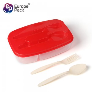1300ml Plastic Lunch Set Large Capacity Storage Box with Spoon and Fork