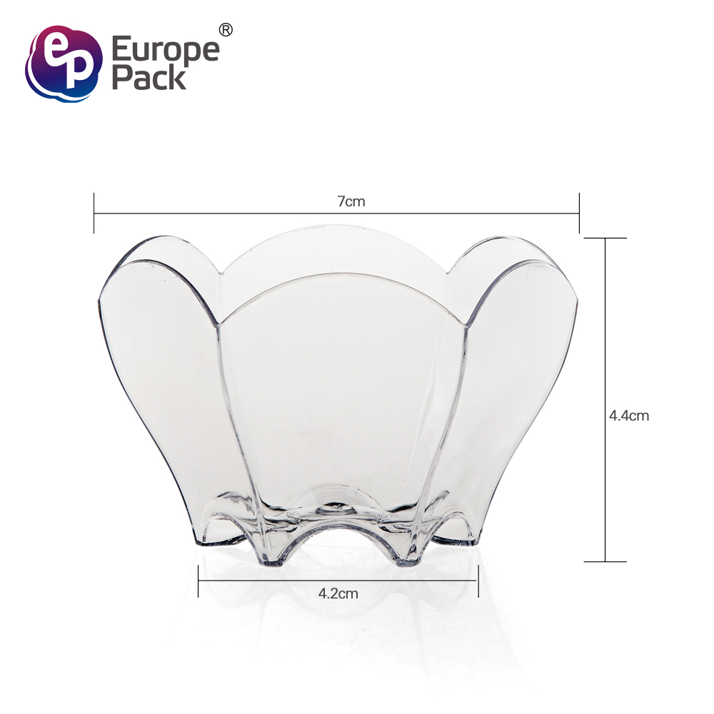 Europe Pack gorąca sprzedaż produktów w kształcie kwiatu 90 ml jednorazowego plastikowego kubka deserowego
