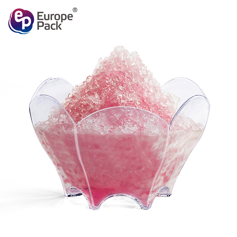 Europe Pack gorąca sprzedaż produktów w kształcie kwiatu 90 ml jednorazowego plastikowego kubka deserowego