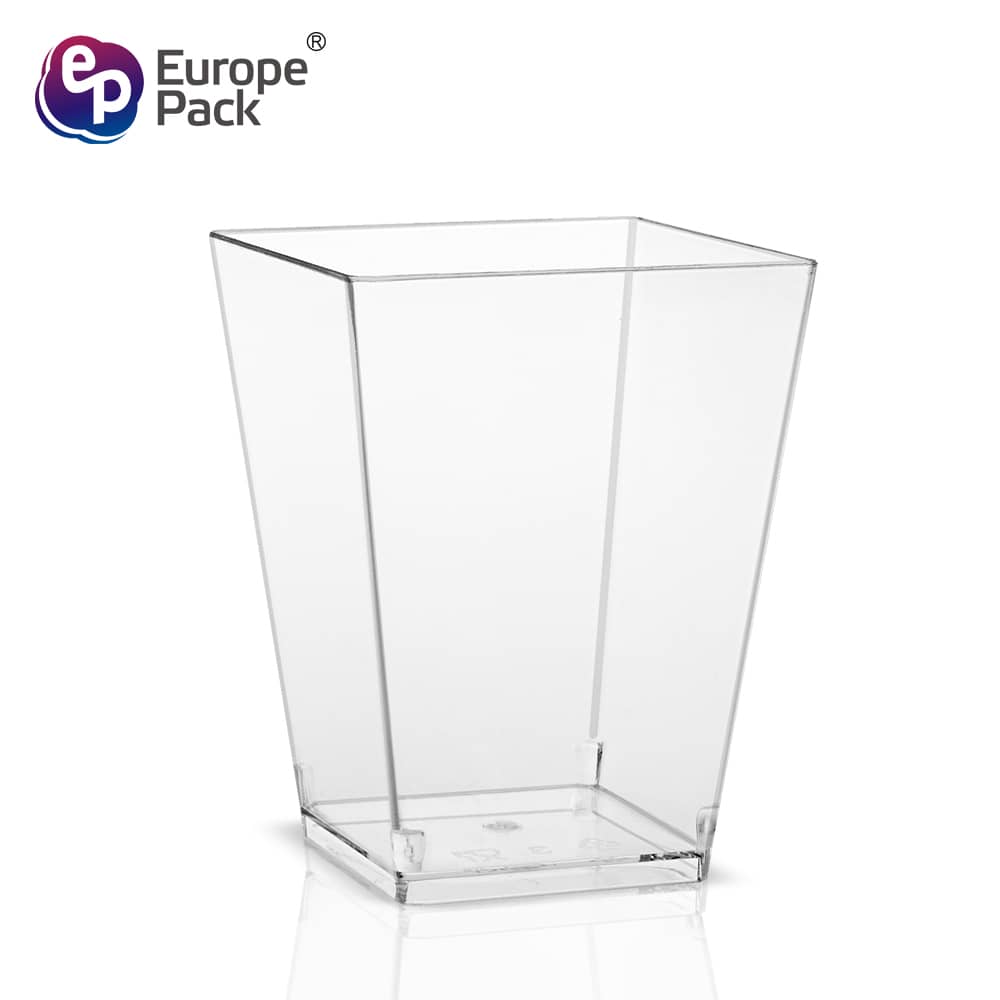 Europe-Pack nowy nabytek 160 ml 5 uncji kwadratowych, przezroczystych, nietłukących plastikowych kubków