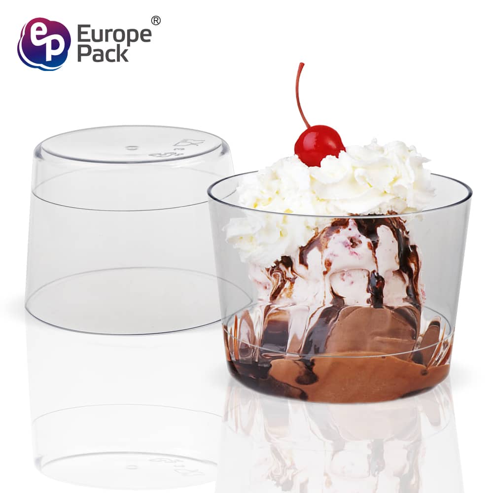 Пластична округла шоља за десерт од 8,5 оз пластичне материје за храну