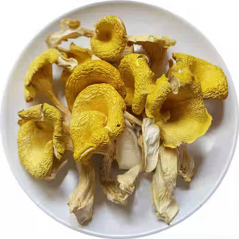 Ји Иоу Јун Златно жуте сушене печурке лисичарке на продају