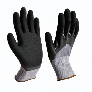 China wholesale China Double Nitrile Coated Sandy Palm Surface Nylon Shell Grip Safety Work Gloves