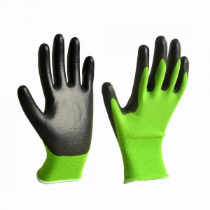 13 Gauge Black nylon black PU Coated Gloves