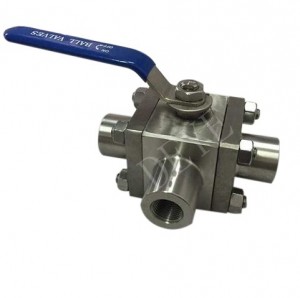 300LBS stainless steel 3-way ball valve သည် Flanged ends များဖြစ်သည်။