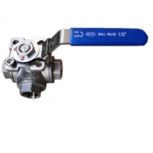 SS316 1000WOG 3-WAY L ball valve na may sinulid na NPT