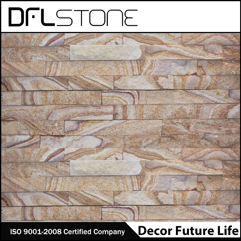 Wooden Color Sandstone Splitface Stone Panel
