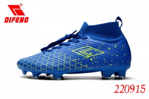 DIFENO Fodboldstøvler i høj top med snøreknopper er velegnede til fodboldtræningssko til mænd/damer, sko af naturgræs