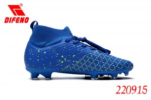 DIFENO Sepatu sepak bola high-top dengan kancing bertali cocok untuk sepatu pelatihan sepak bola pria/wanita, sepatu rumput alam