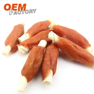 Rawhide Stick Twined minn Chicken Wholesale u OEM Dog Training Treats