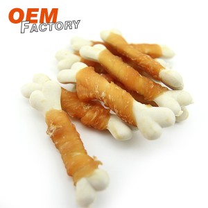 White Calcium Bone Twined by Chicken Best Dog Treats Wholesale and OEM