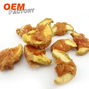 Apple Chip Twined ដោយ Chicken Fresh Dog ព្យាបាលលក់ដុំ និង OEM