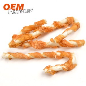 Rawhide Twined by Chicken Christmas Dog Treats Χονδρική και OEM, Chews for Dogs