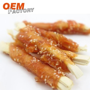 Cod Slice Twined by Chicken with Sesame Chicken Jerky for Dogs საბითუმო და OEM