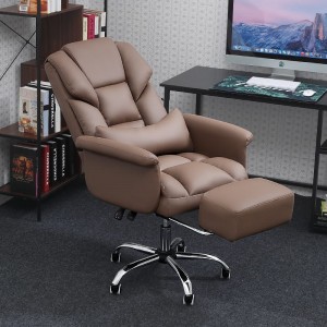 Cadeira de oficina executiva de xestor marrón con respaldo alto