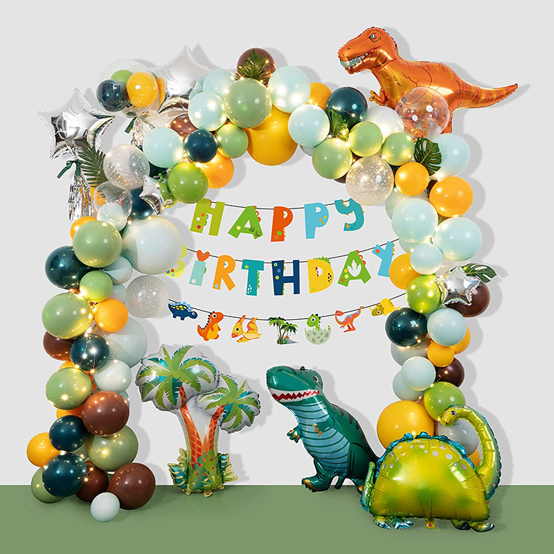 Kit de decorațiuni pentru baloane pentru ziua de naștere de dinozaur – 211 buc