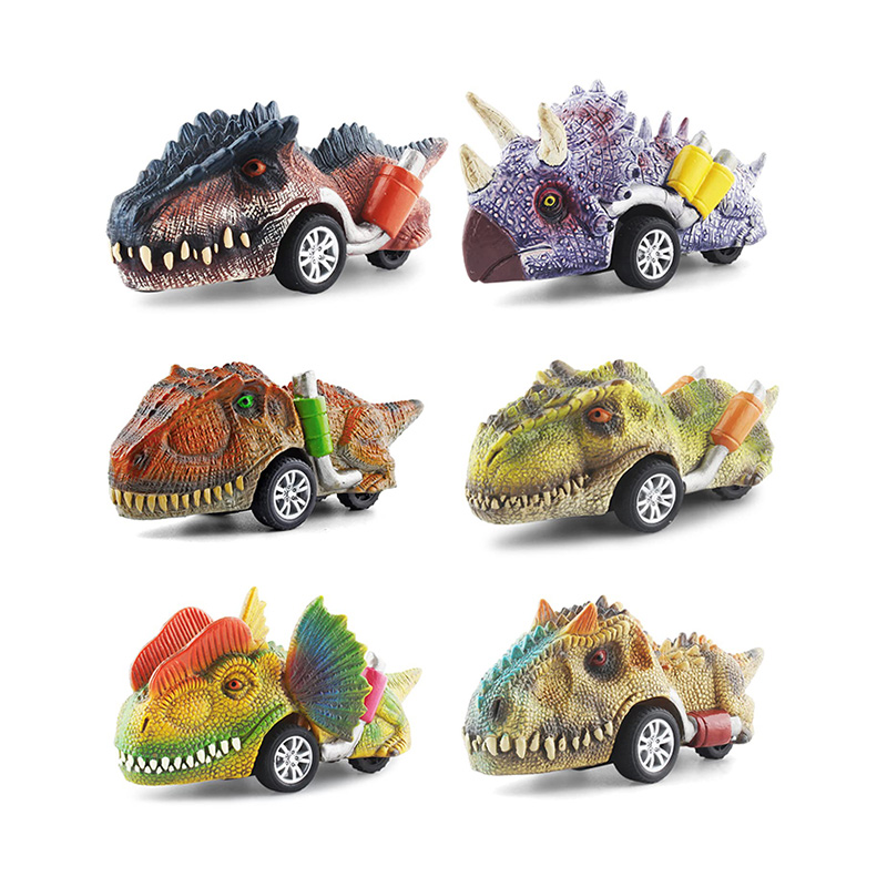 Brinquedos dinossauros puxam carros para crianças pacote com 6