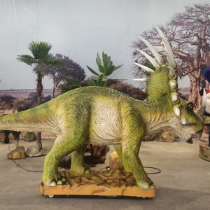 Model Styracosaurus Deinosor mewn Dylunio Animatronig Artiffisial Vivid