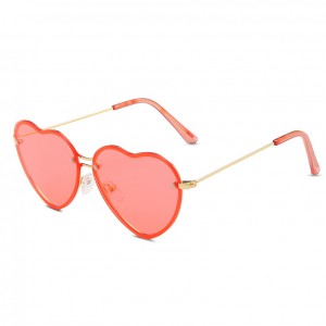 Fashion Metal Heart Shape Sunglasses Cute Women's Sunglasses