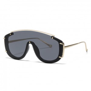 Oversized One Piece Sunglasses Metal Studded Flat Top Shield para sa Babae