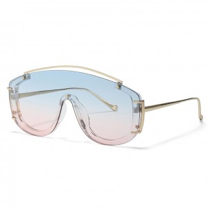 Predimenzionirane jednodijelne sunčane naočale za žene sa ravnim vrhom sa metalnim čavlima
